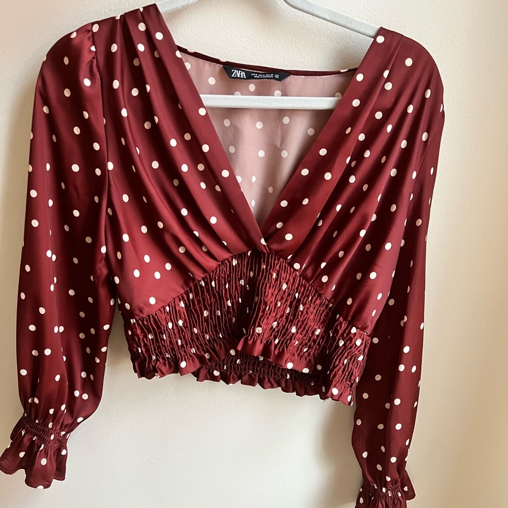 Zara S Croppes Polka Dot Blouse